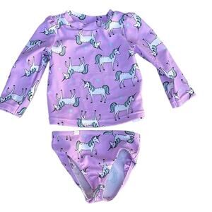 Carters 2-piece swimwear purple unicorns size 9 months